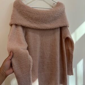 Jennifer Lopez Blush Off-Shoulder Sweater